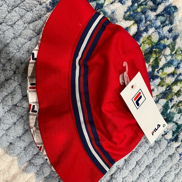 Fila Red and Blue Bucket Hat with Striped Band- Unisex (NWT) - Picture 2 of 7